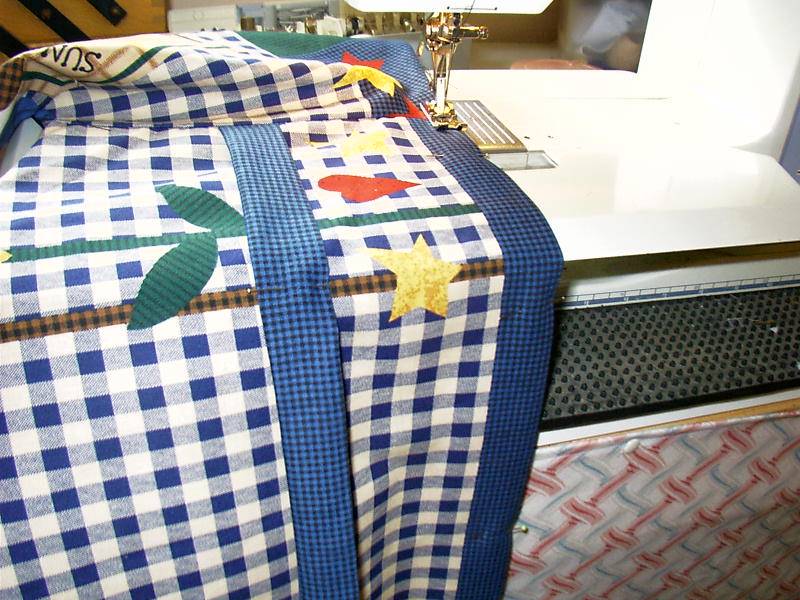 sewing across bottom back.