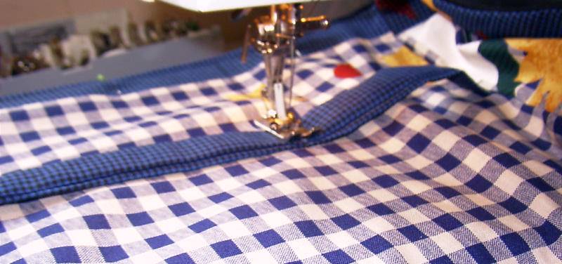 sewing
      the ties across to fix them