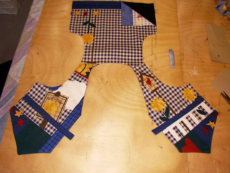 turned
      and pressed, bottom edged not sewn.